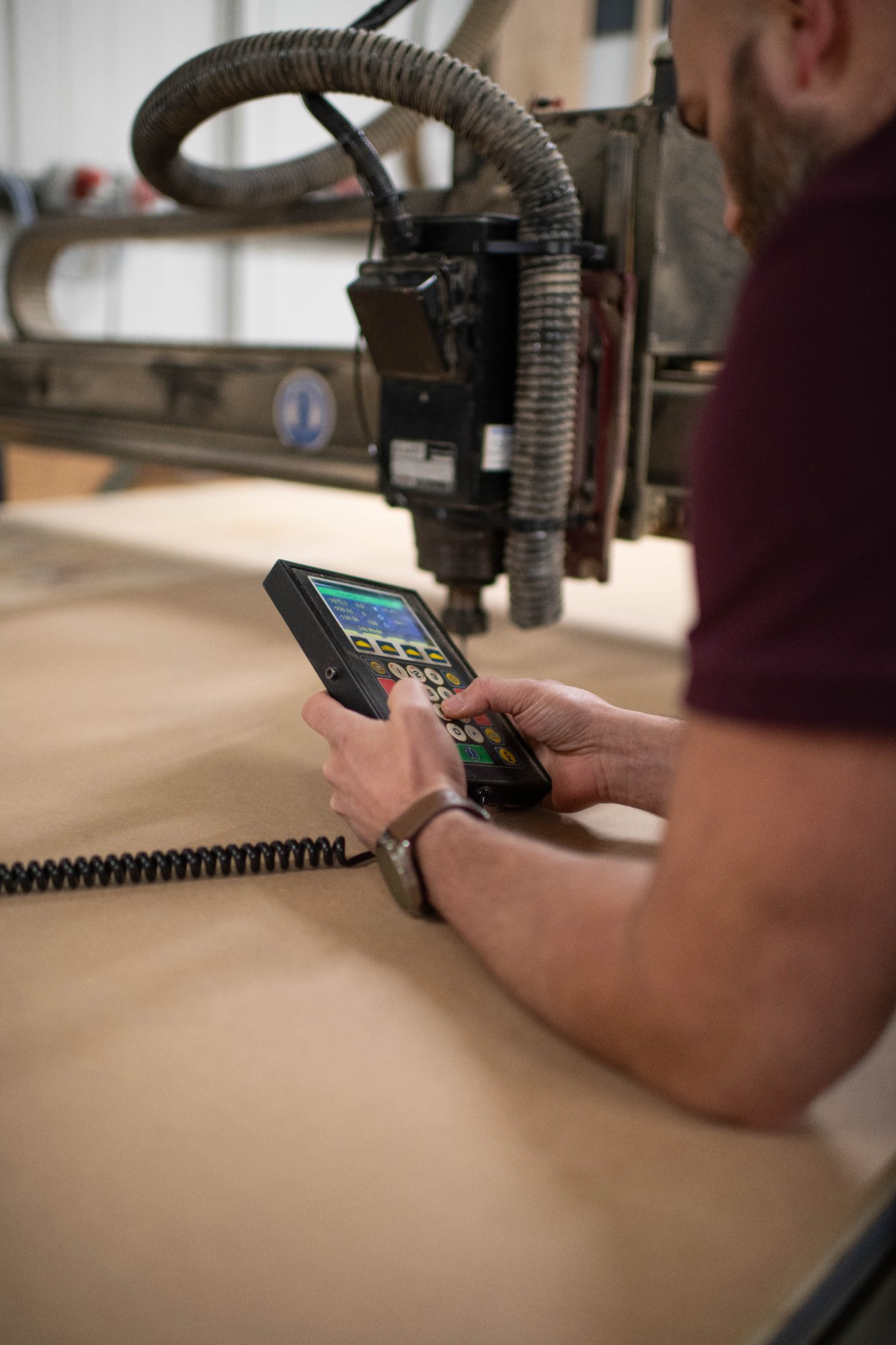 CNC machining control panel in workshop