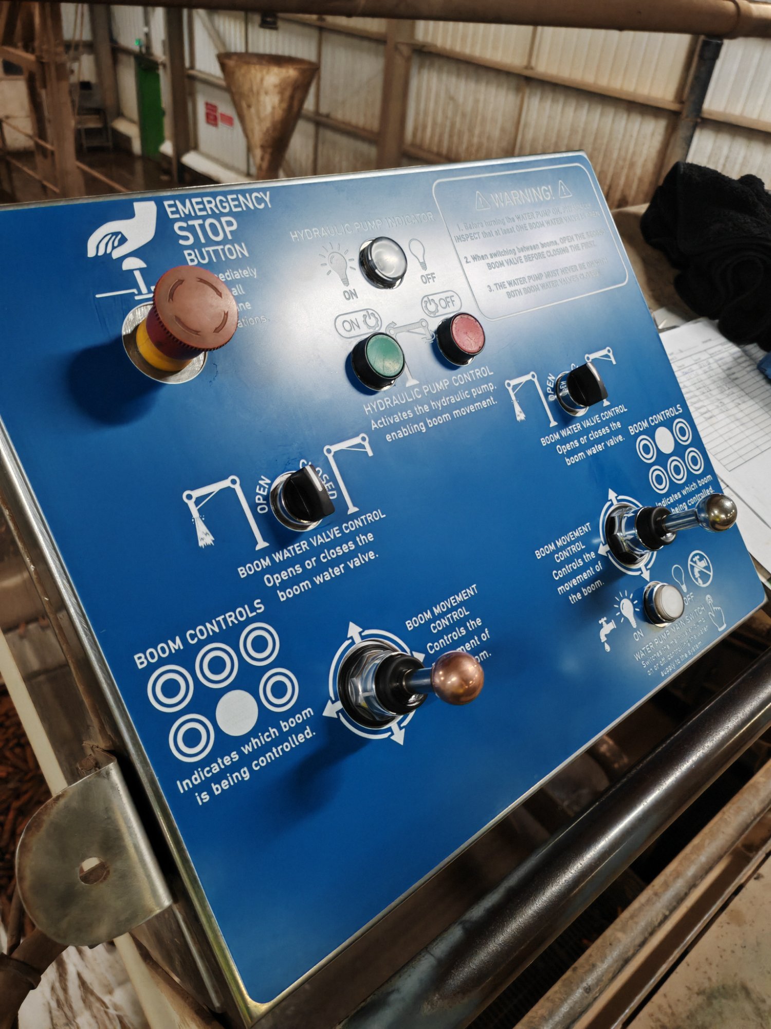 Engraved control panel in use