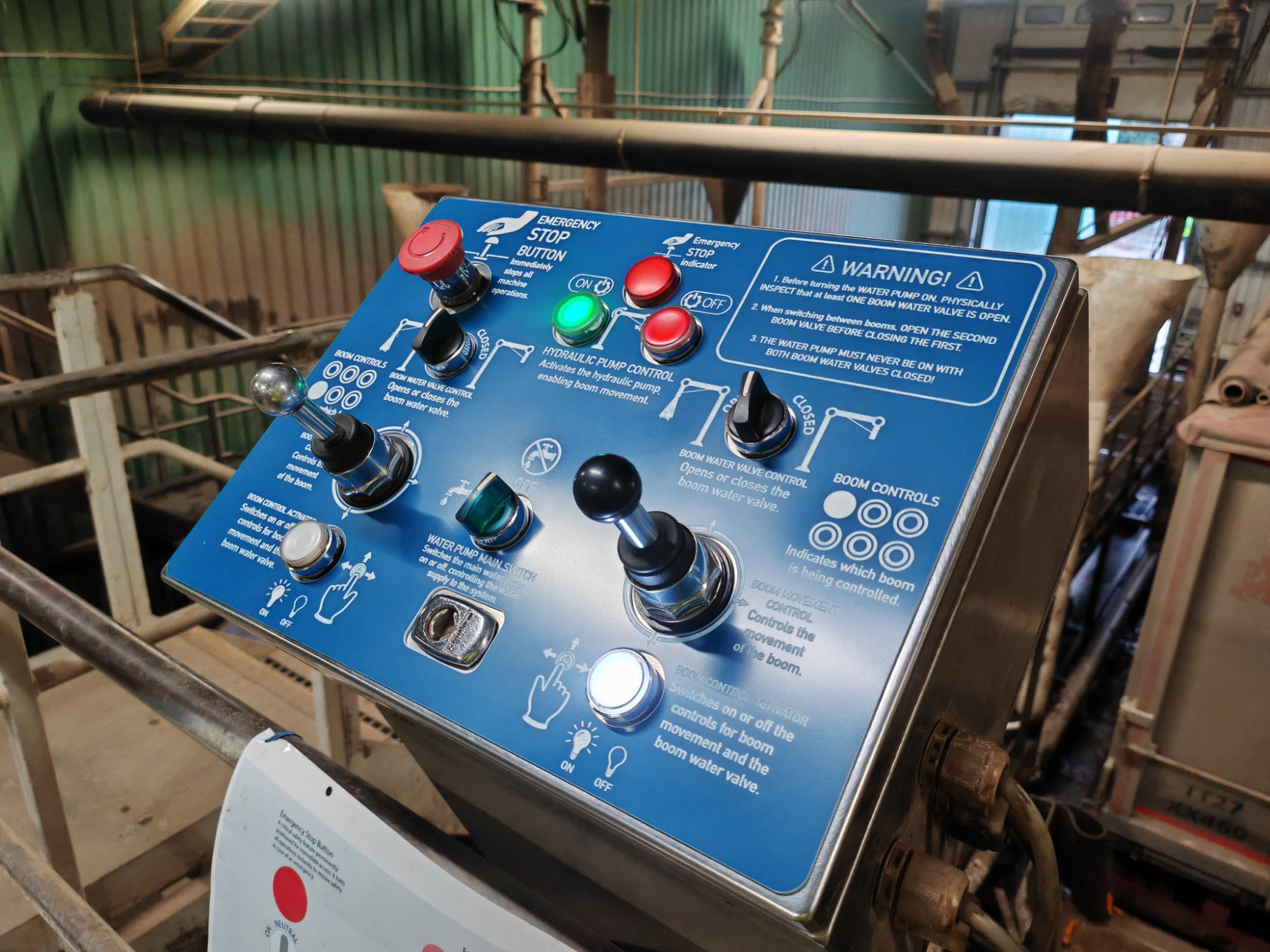 Panel overlay fitted to machinery