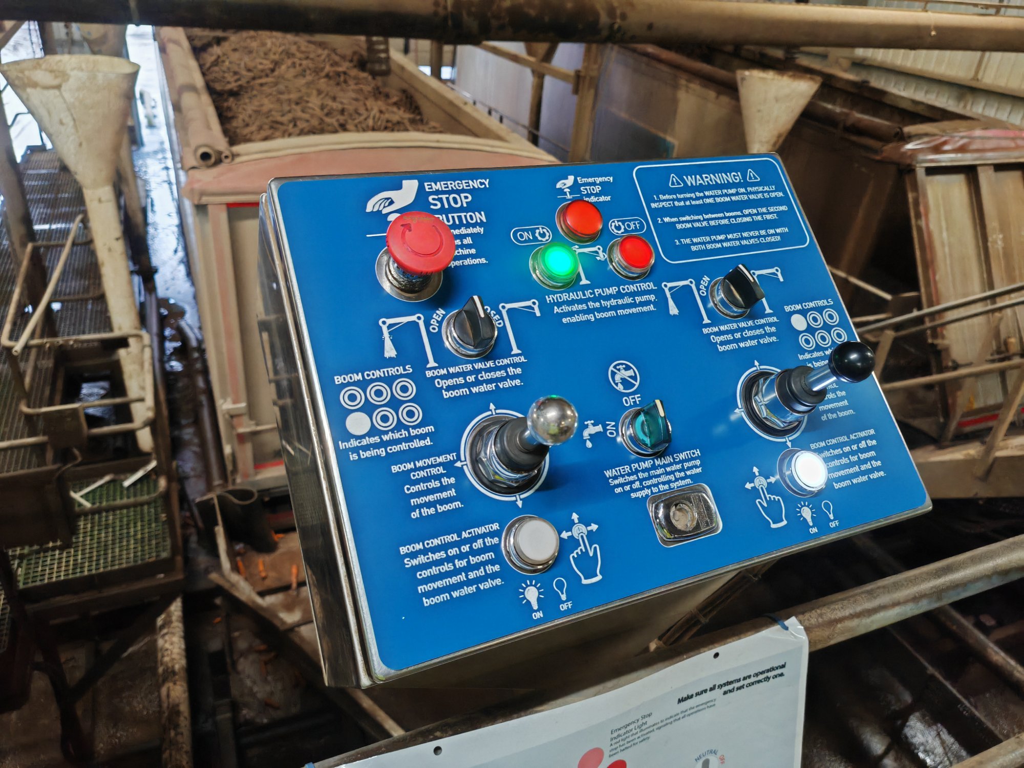 Control panel installed on machinery