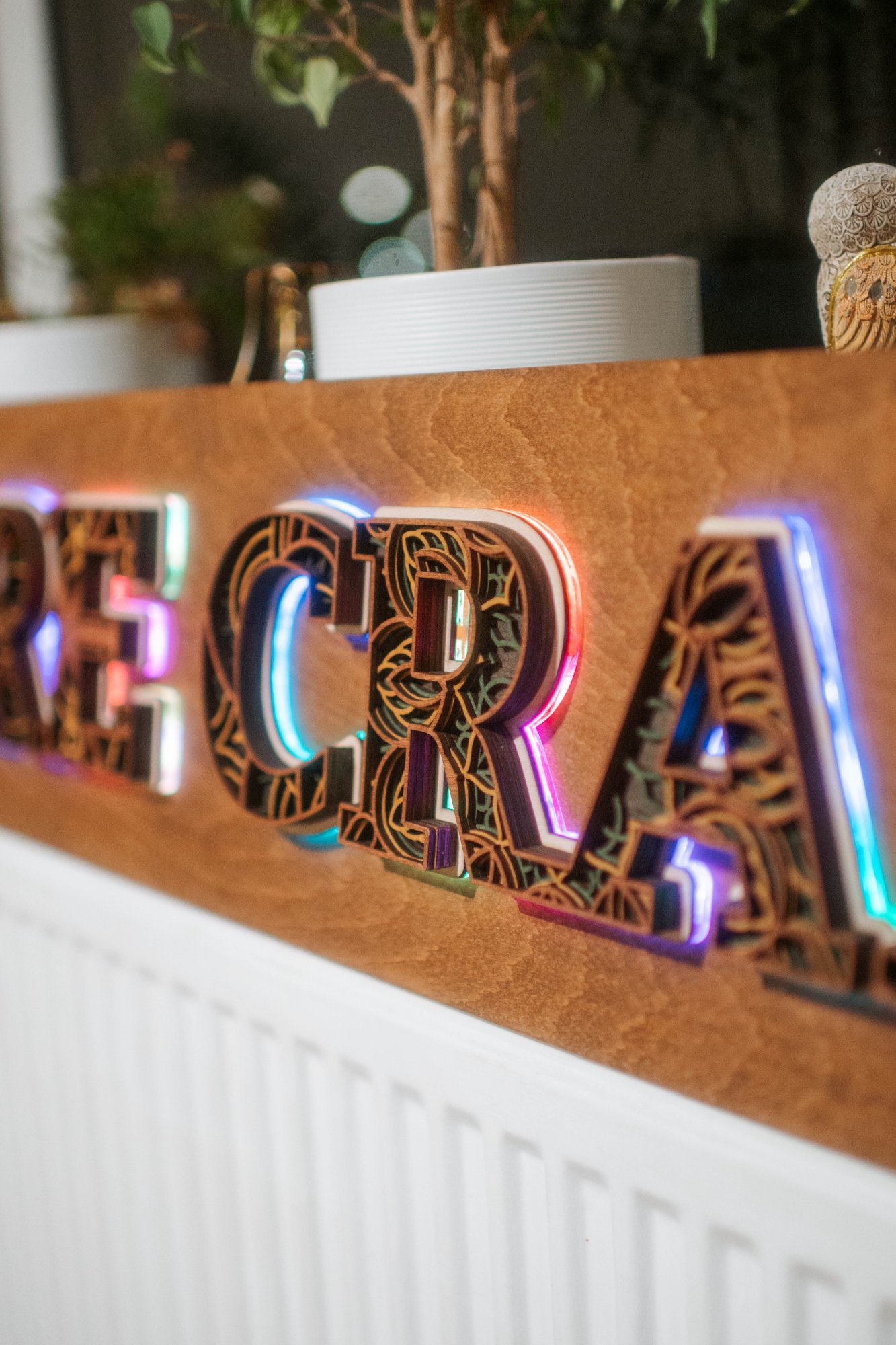 Pure Craft rainbow LED letters